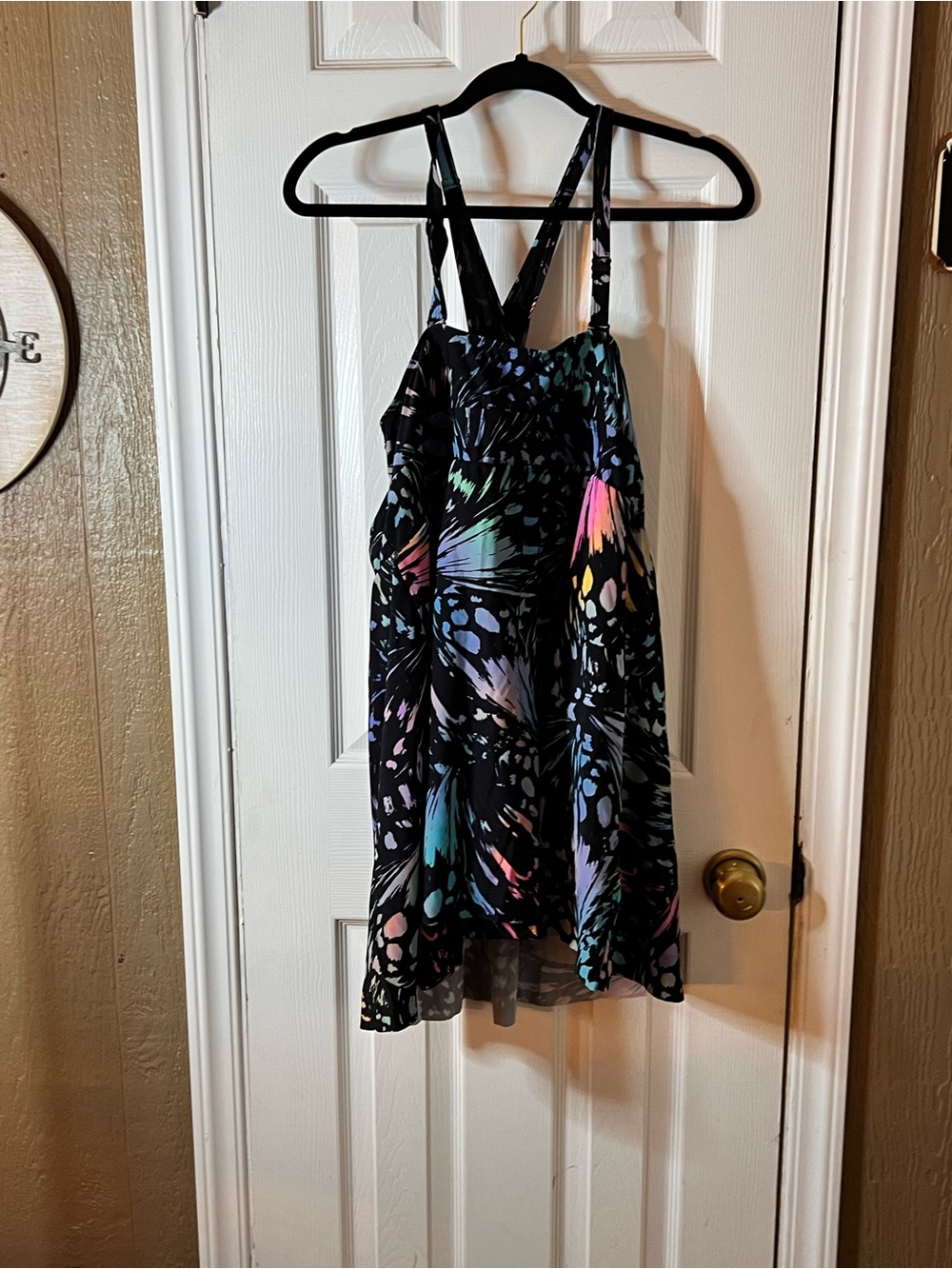 torrid Black One-Piece Swimsuit with Neon Splash Pattern
